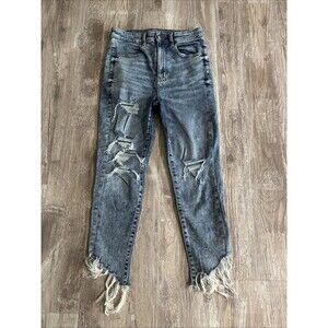 American Eagle Womens Jeans Highest Rise Jegging Crop Distresse Stretch Jeans 6S
